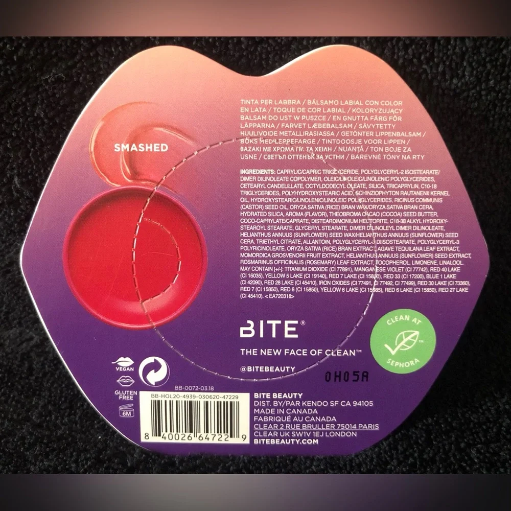 Bite Beauty Agave + Lip Tint Tin SMASHED 10g / 0.35 oz Full Size NIB